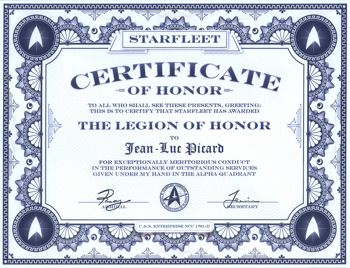 Starfleet Certificate Of Honor