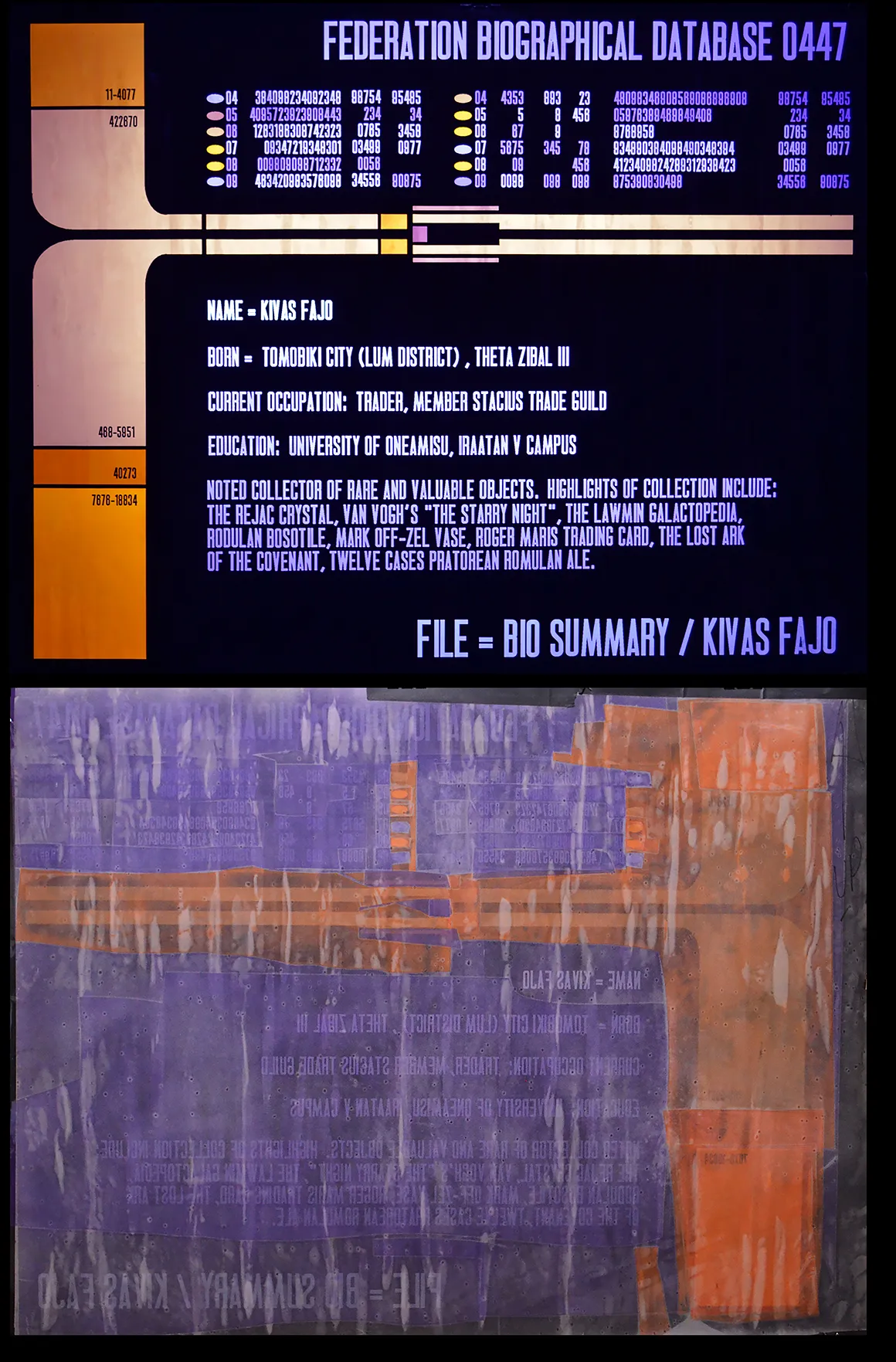 Kiva Fajo's Biographical LCARS Panel